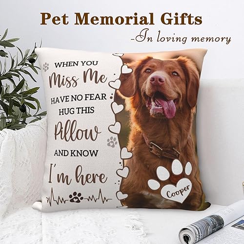 Miniatura 2 de Almohada conmemorativa personalizada para mascotas con foto, regalo de condolencias por pérdida de perro y gato, regalos de recuerdo de duelo por