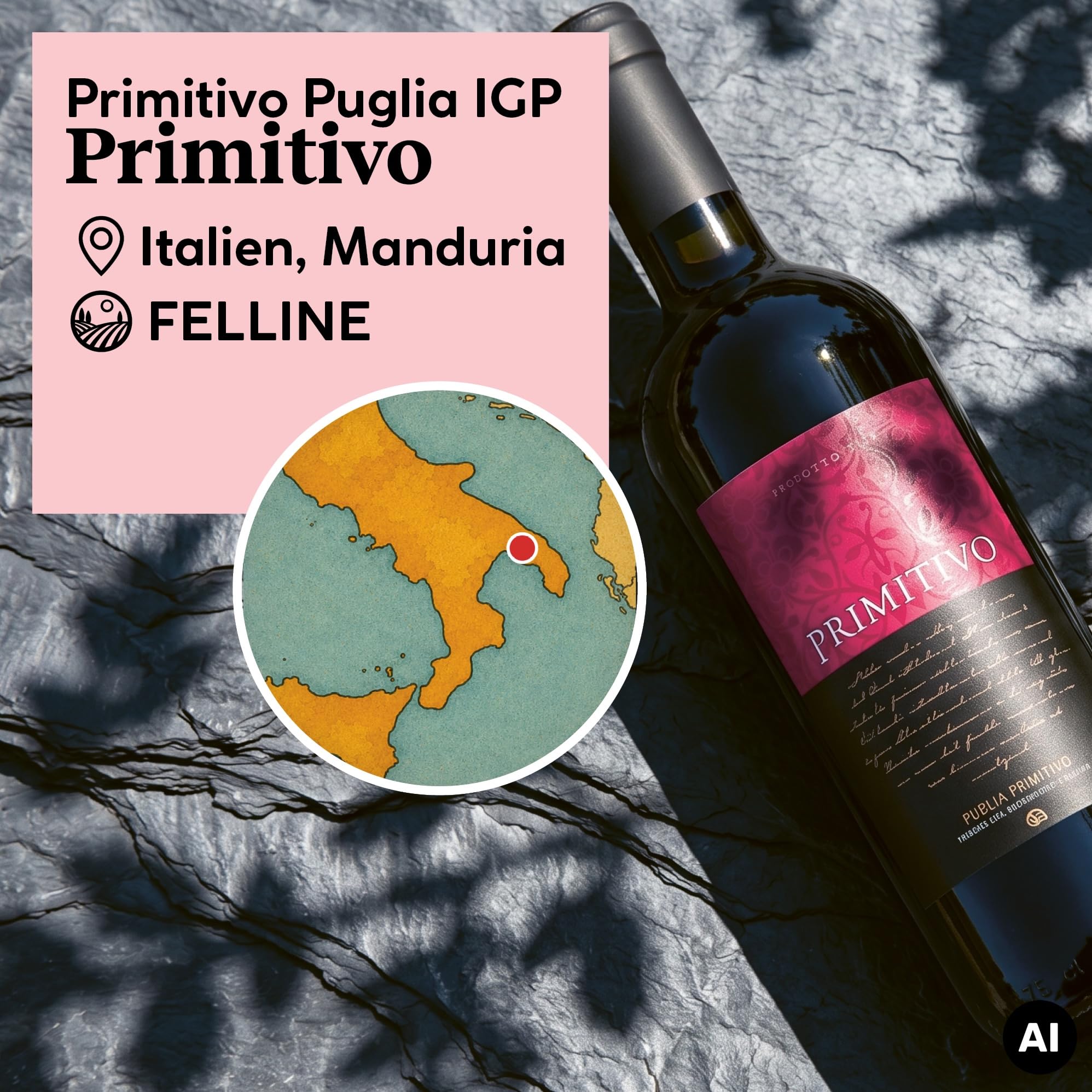 DELINAT Primitivo Puglia 2022 – Italienischer Bio-Rotwein halbtrocken | Sortenreiner Primitivo aus Apulien, fruchtig & säurearm - Veganer Premiumwein 6 x 0,75l