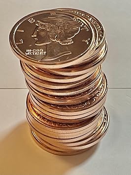 1 Ounce 2012 .999 Pure Copper Bullion Round Mercury Head Design