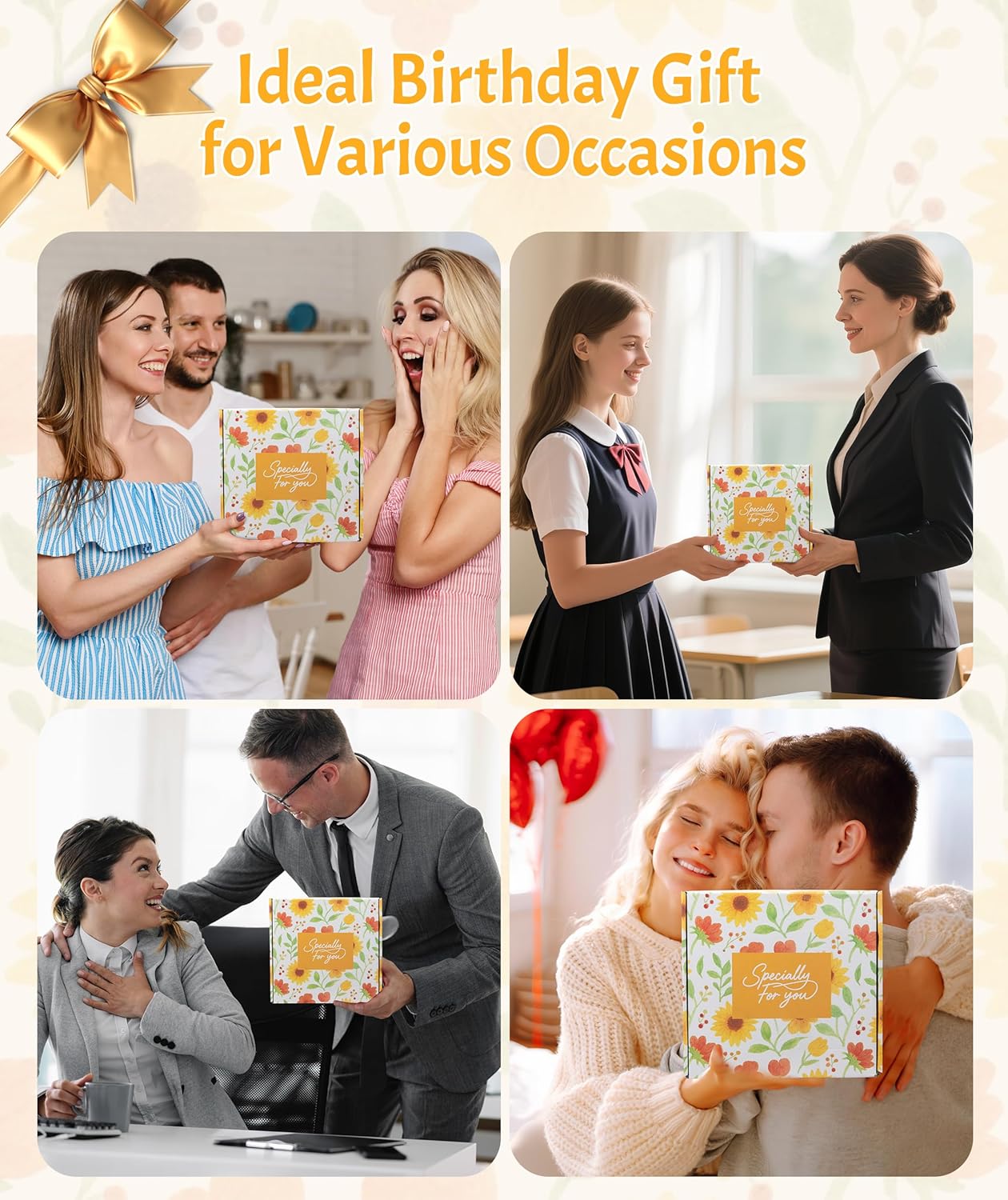 Birthday Gifts for Women Teen Girls, Sending Sunshine Gift Basket 9PCS for Women, Ideal Self Care Gift Box Set for Teenage Girls, Her, Sister, Daughter, Niece, Friends with Card, Embroidered Notebook - Image 7