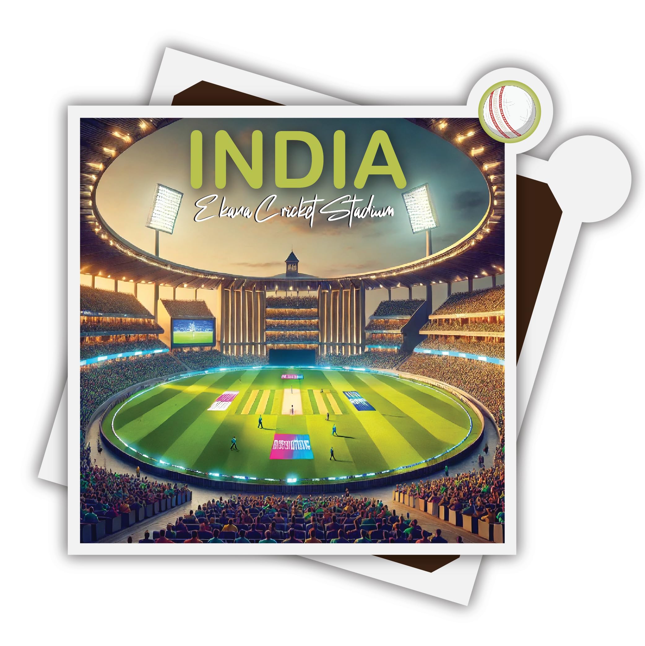 Connect & Collect India Ekana Cricket Stadium | 2.5 Inch Square, 3mm Thick | Glossy Finish | Travelers Metal Lockers, PC Cabinets, Almirah, Refrigerator | Perfect Kitchen, Home Office Decor-picture-19