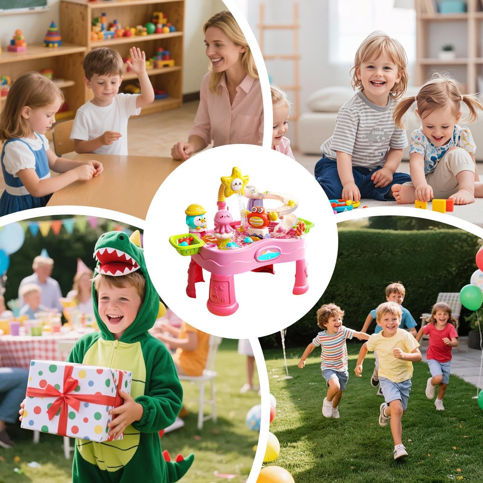 Generisch Kinder Wassertisch Elektrischer Farbenfroher Tragbarer Sommerspaß | Sommer Outdoor Wasser Aktivitätstisch für Garten, Pool, , Terrasse, Balkon, Rasen, Wiese