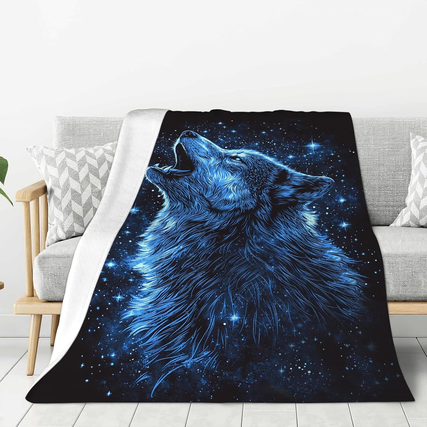 Wolf Blanket, Wolves Decor Throw Blankets, Wolf Gifts for Men Boys Girls Women Lover Adult Cozy Fleece Flannel Bedding Stuff Animal Plush for Couch Sofa Bed 50"X40" - Image 2