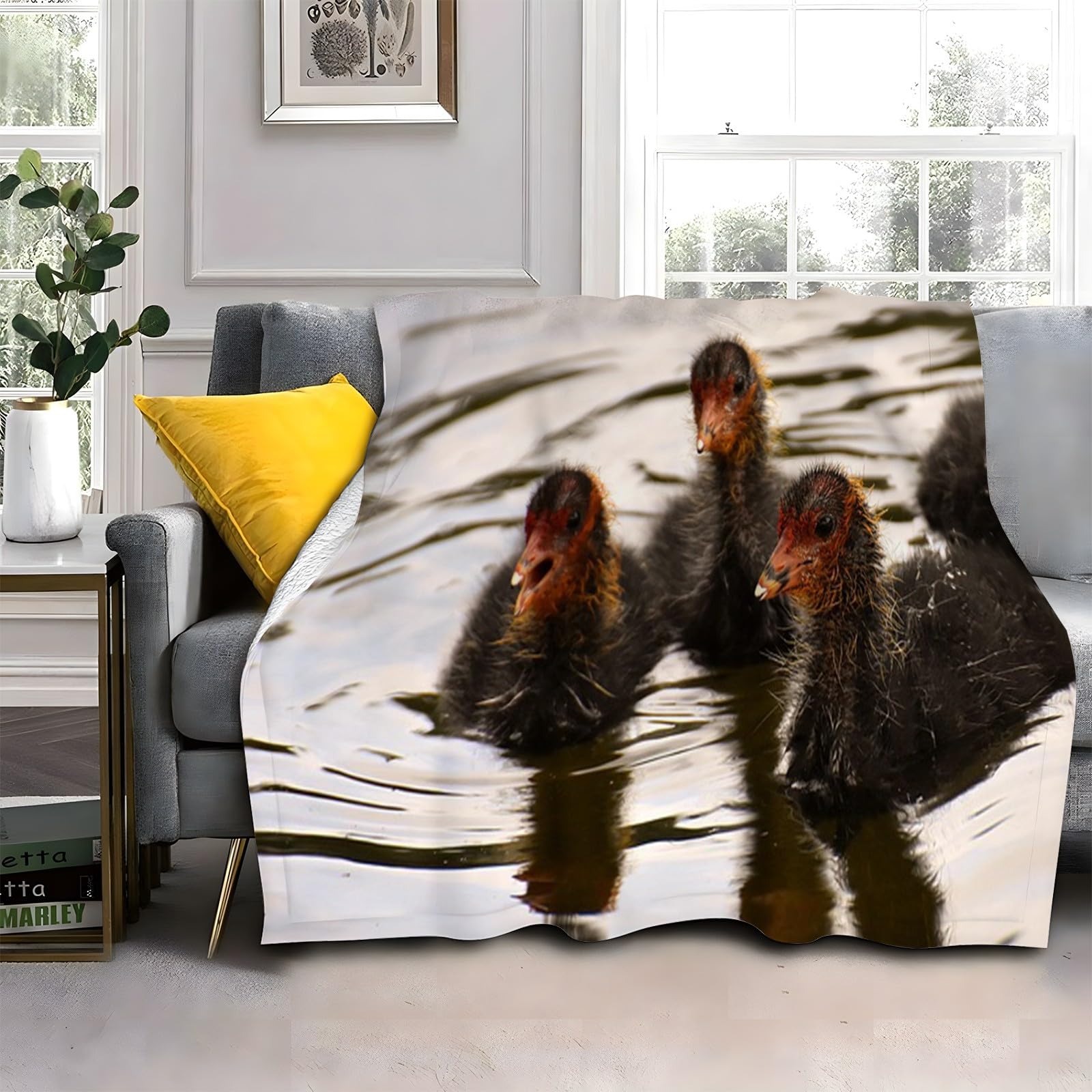 LLSZAHD Black Duck Blanket Baby Size Animals Ultra-soft Warm Puffy Flannel Throws Blankets, Versatile Throw Blanket 30"x40" for Bedroom Couch Bed Sofa Bedding (76x101cm)