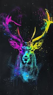 Abstract Art Animals, Deer, Wildlife, Colorful Poster Semi-Gloss, Wall Art Print, Perfect for Framing 90x60cm, 24x36 Home Decor Picture large Poster Only