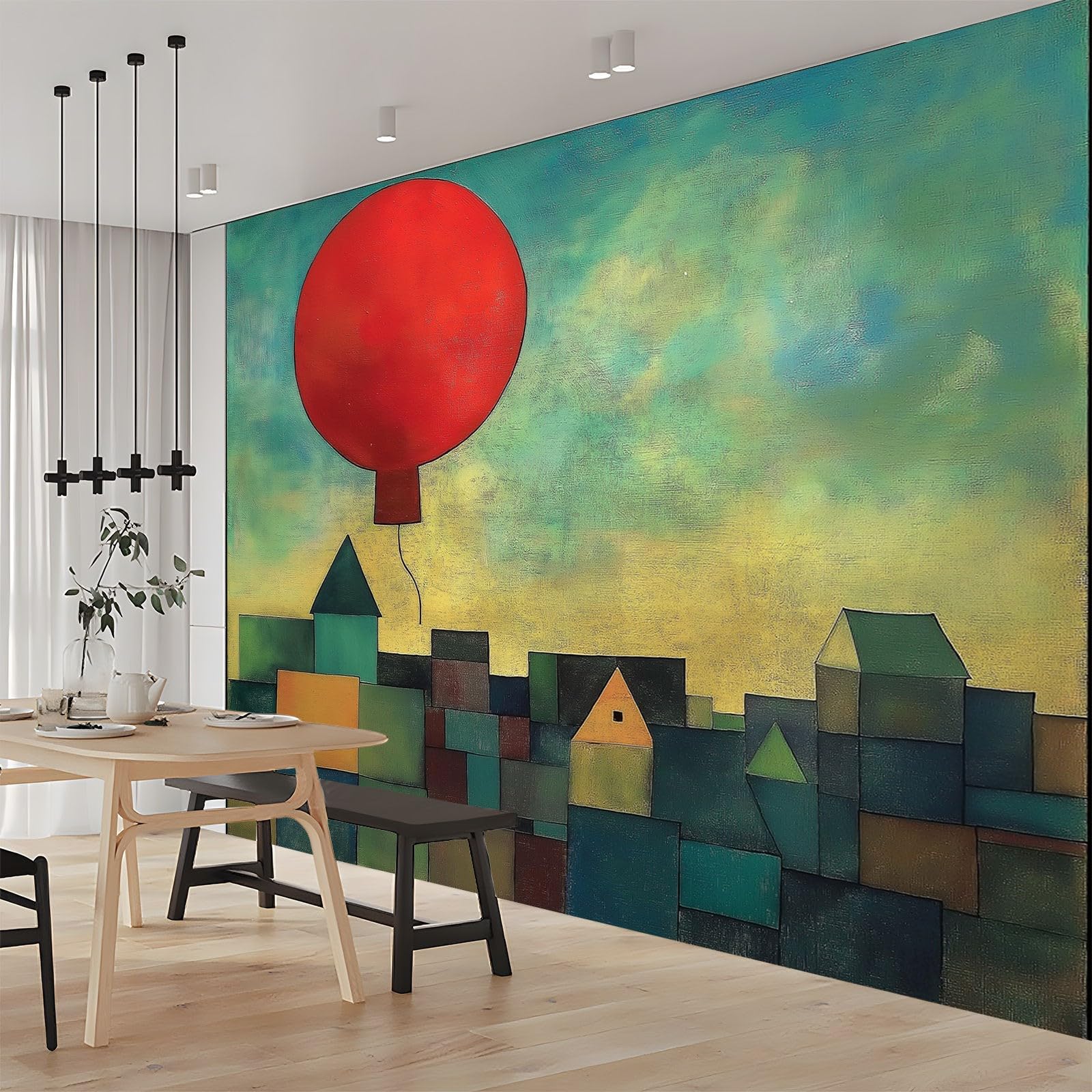 Tapeta Abstrakcyjna Balony Architektura Czerwony Zielony 250X175Cm(Wxh) Fototapety 3D Tapety Tapety Włóknina Dekoracja ścienna Nowoczesne Fototapety
