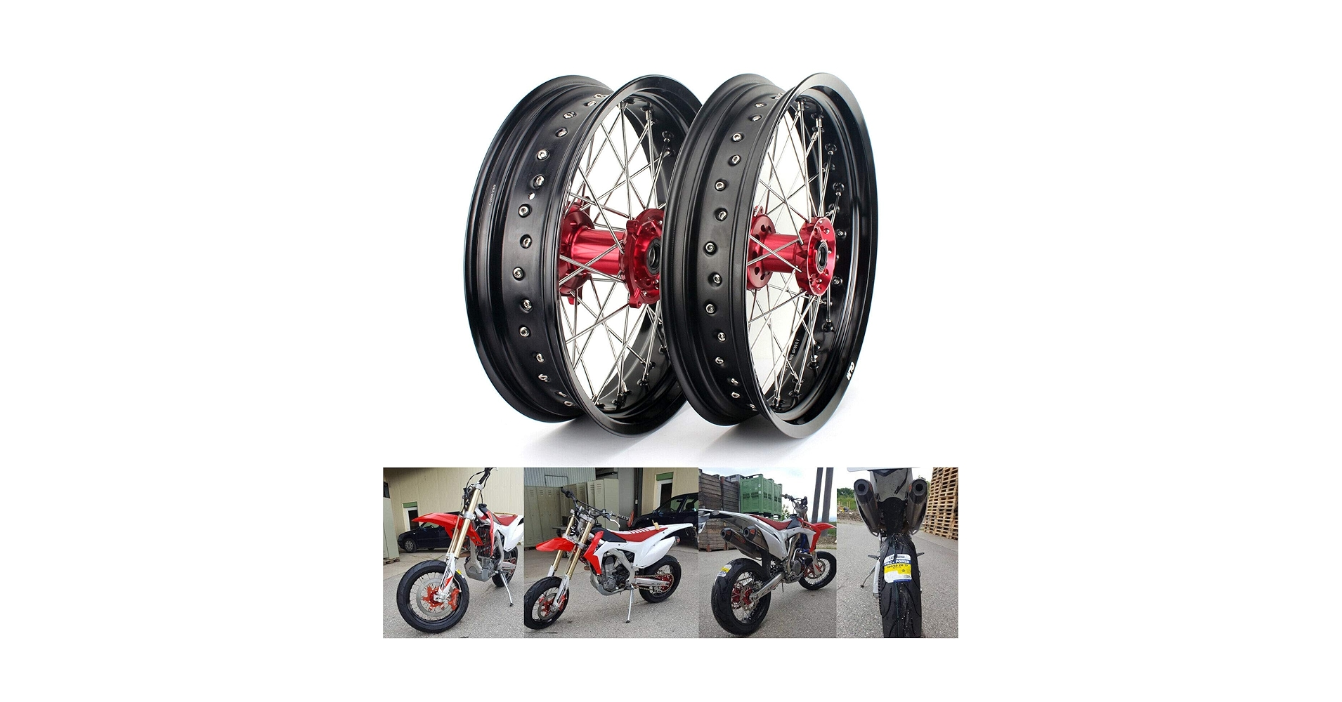 Amazon | TARAZON 17 インチ フロント リア ホイール リム 赤い