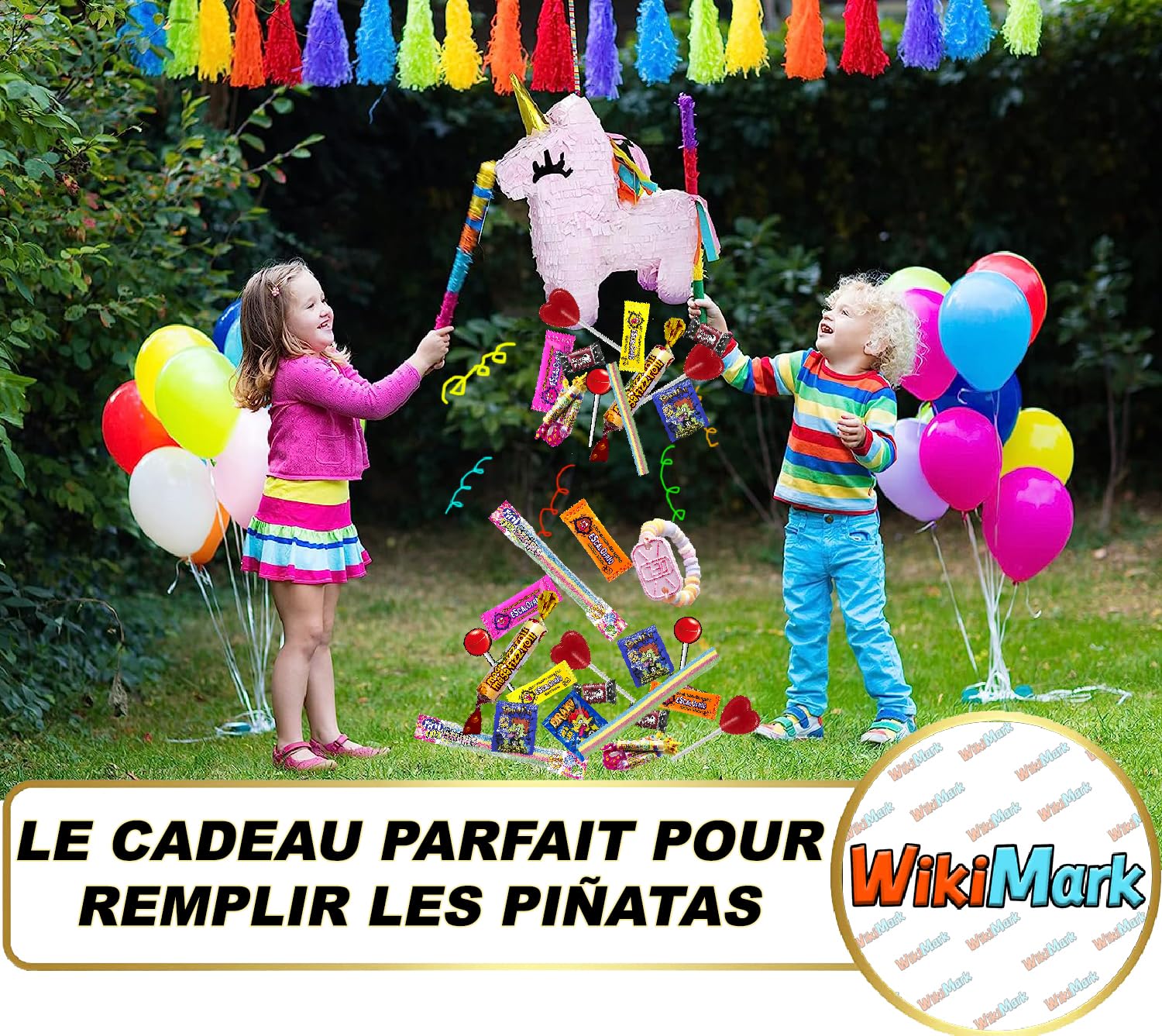 100 bonbons, friandises et bonbons remplis de piñata sans allergènes WikiMark - Pour remplir les sacs d'anniversaire, de fête, de Noël et d'Halloween. Sans gluten et sans lait.