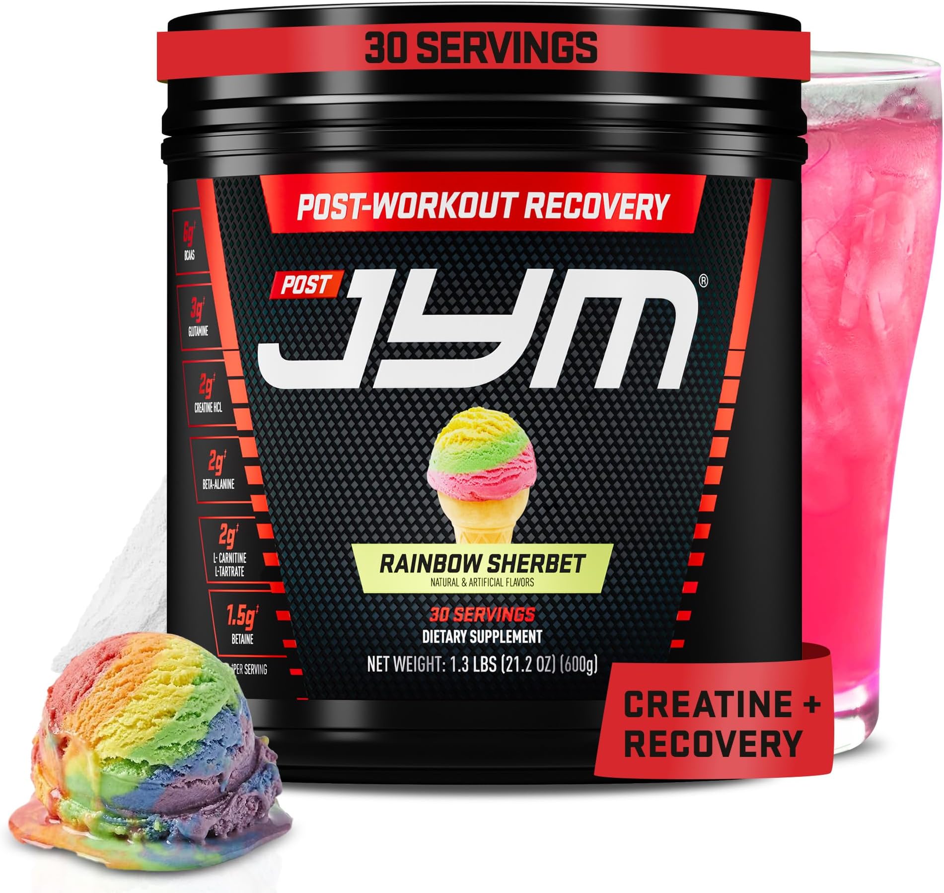 Post JYM BCAAs+ Recovery Matrix, Rainbow Sherbet - Creatine HCl - 21.2 Oz