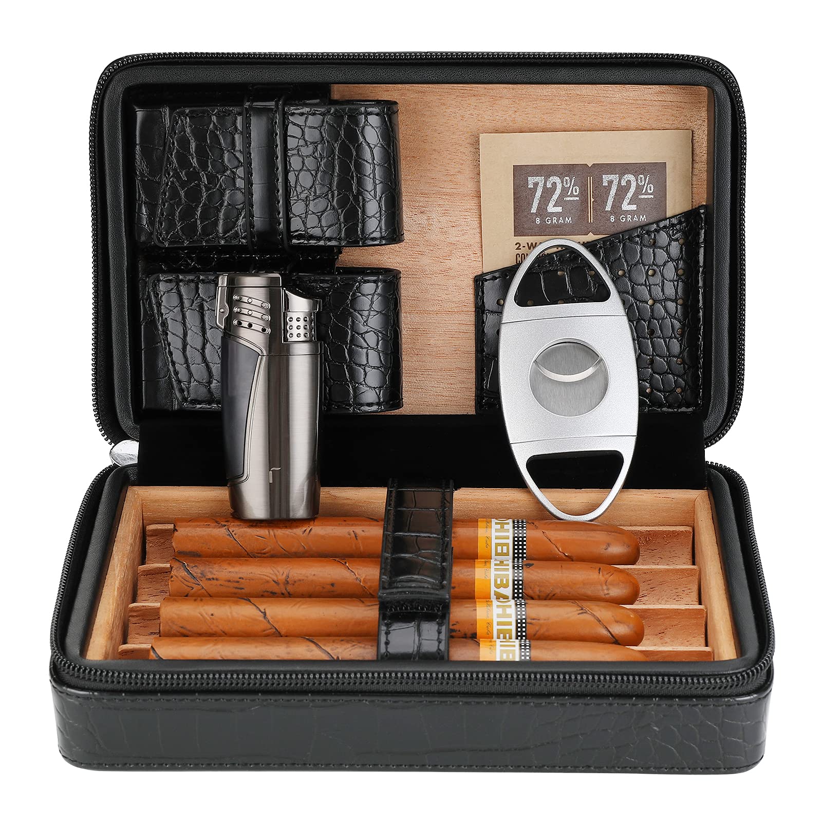 Buy CiTree Cigar Case, Cedar Wood Travel Portable Leather Cigar Humidor