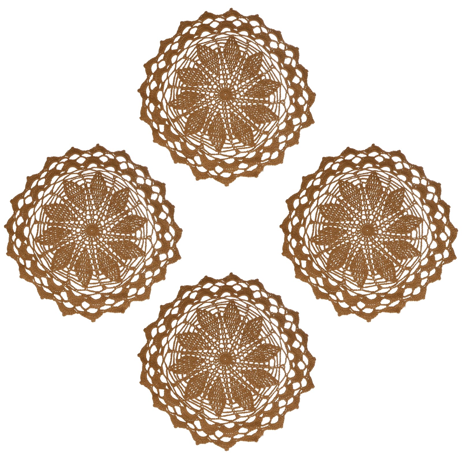 sourcing map Lace Doilies for Table 4Pcs 30cm Round Doilies Brown