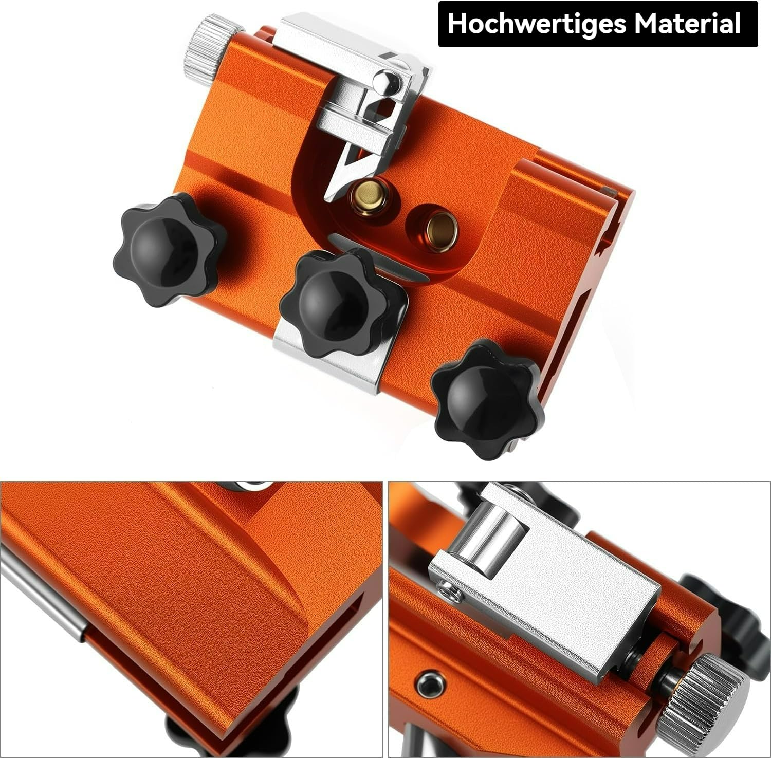 Profisaw das Original Universal Kettenschärfer für Jede Kettensäge, Kettensäge Schärfgerät, Sägekettenschärfgerät, Tragbarer Handkurbel-Schärfer mit 5 Schärfköpfen, für 8-22 Zoll Kettensägen (Gold)