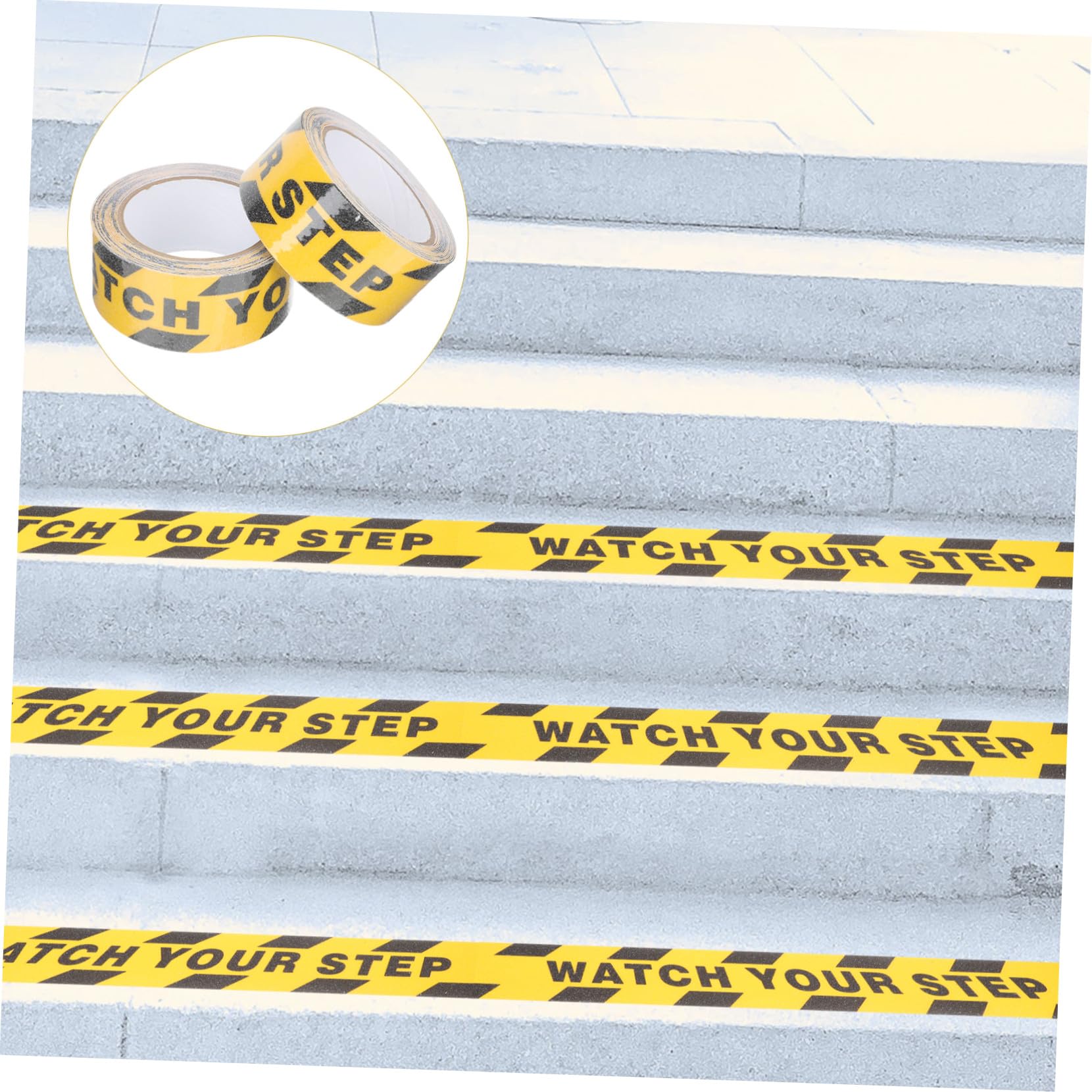 BESTYASH Warnklebeband für Treppen 2 Rollen Pvc Rutschfest mit Starkem Halt | Stabilität und Abriebfestigkeit, für Plattformen und Docks, Bedruckte Oberfläche, Sicherheitsmarkierung