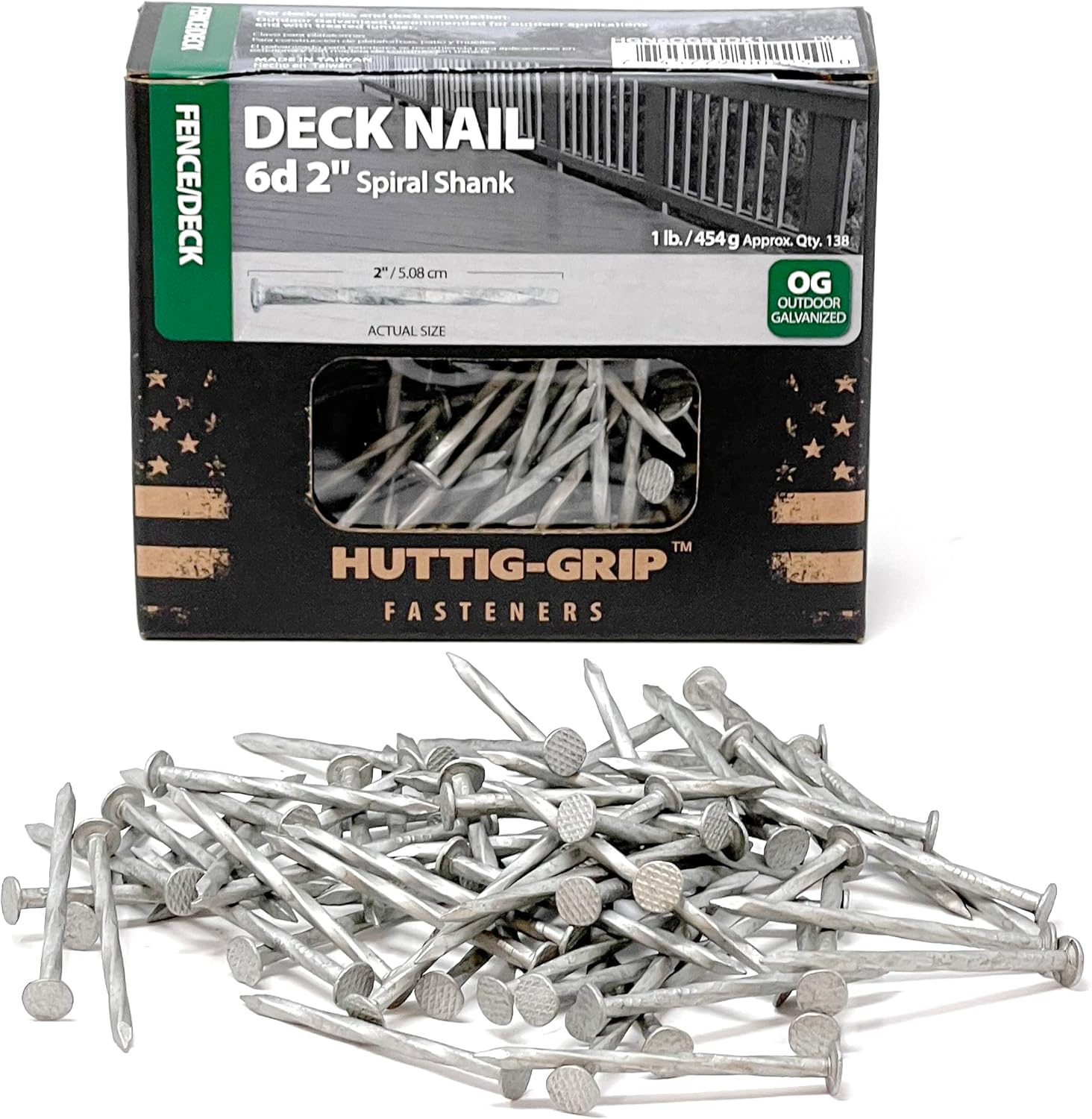 HuttigGrip Fence Deck Nails 2 inches 6d for Wood Fencing