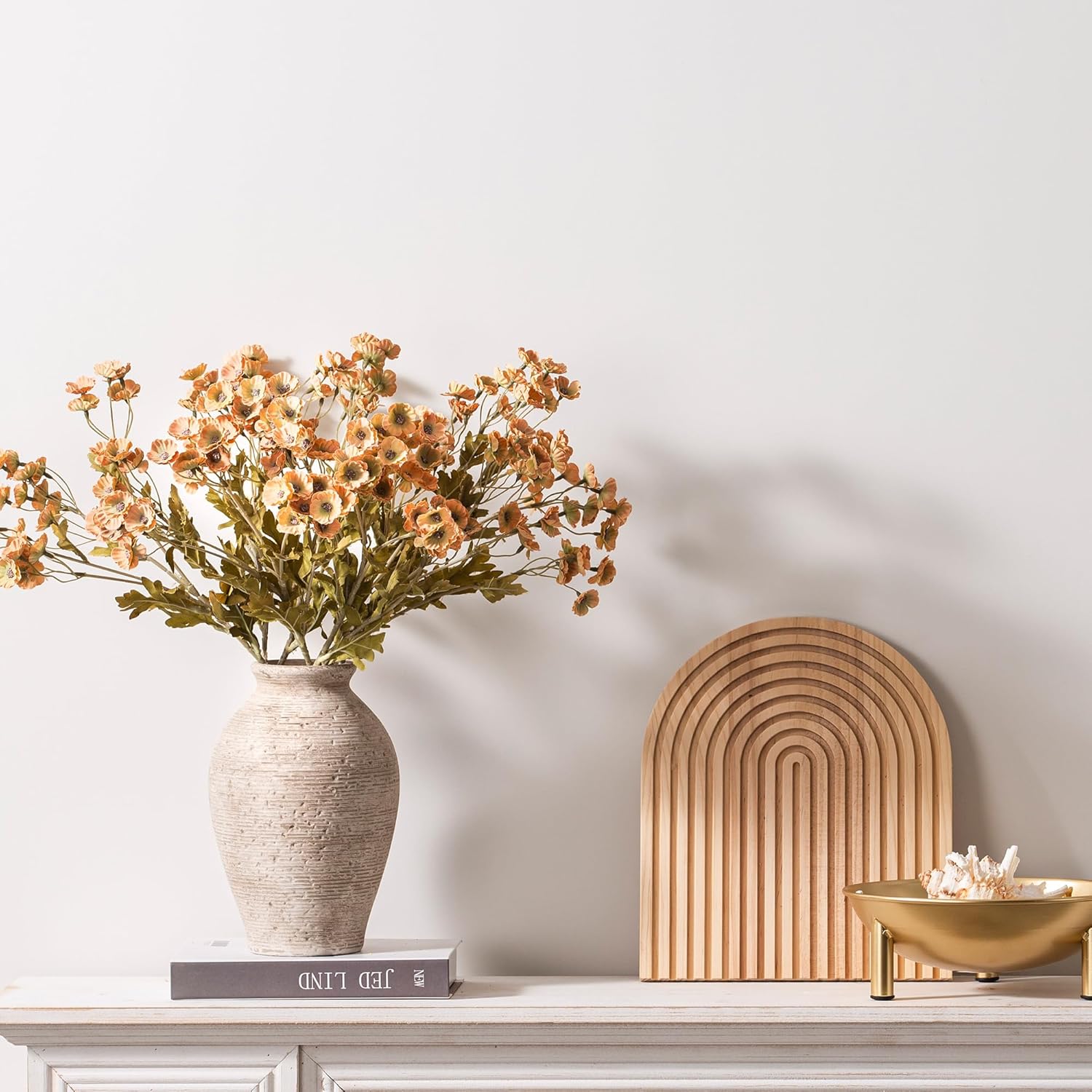 Ceramic Flower Vase Home Decor - Large Farmhouse Table Vases Rustic Vintage Living Room Kitchen Bedroom Decorations for House Book Shelf Office Coffee Desk Dining Fireplace (9" Retro) - Image 6