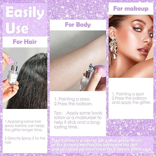 Miniatura 7 de Yosca Espray en polvo iluminador, 0.7 fl oz (0.7 fl oz), polvo brillante de grado cosmético, brillo dorado, iluminador brillante, maquillaje,