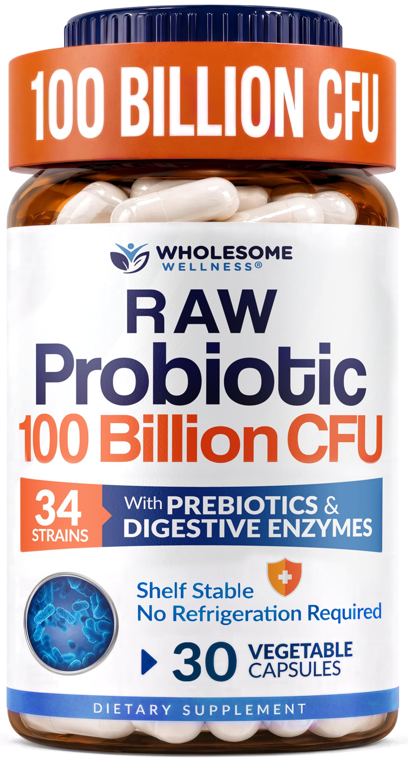 Wholesome Wellness Organic Raw Probiotics 100 Billion CFU bottle