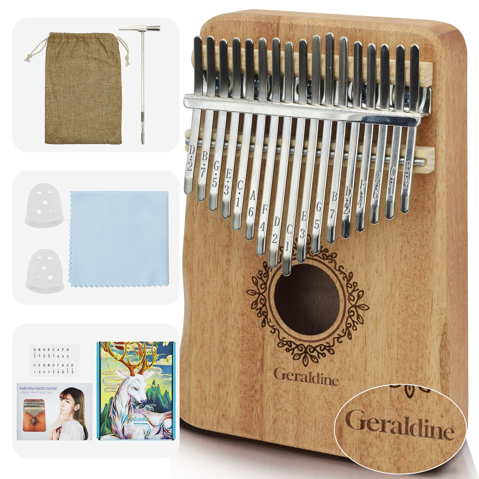 Kalimba Thumb Piano 17 Key,Mbira Instrument,Musical Gift for Kids &amp; Adults