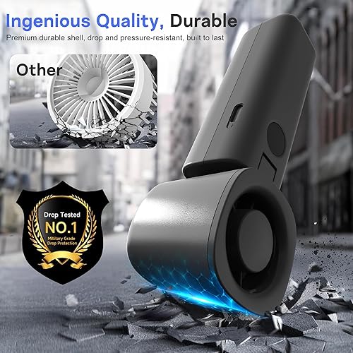 Miniatura 6 de Ventilador de mano personal, ventilador turbo portátil 3 en 1 de alta velocidad con viento de 5 engranajes, USB mini personal con batería recargable