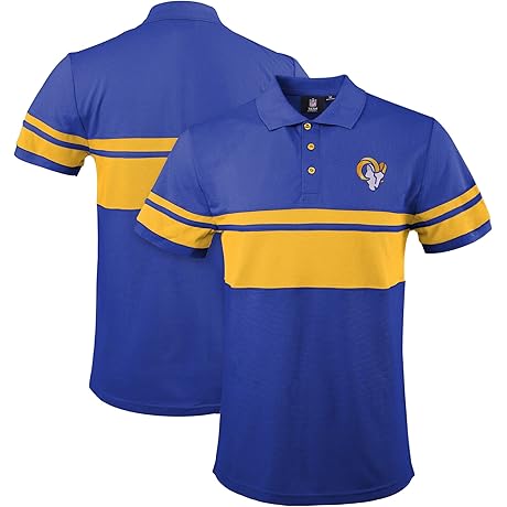 NFL Los Angeles Rams Men's Football Team Color Chest Stripe Polo Shirt