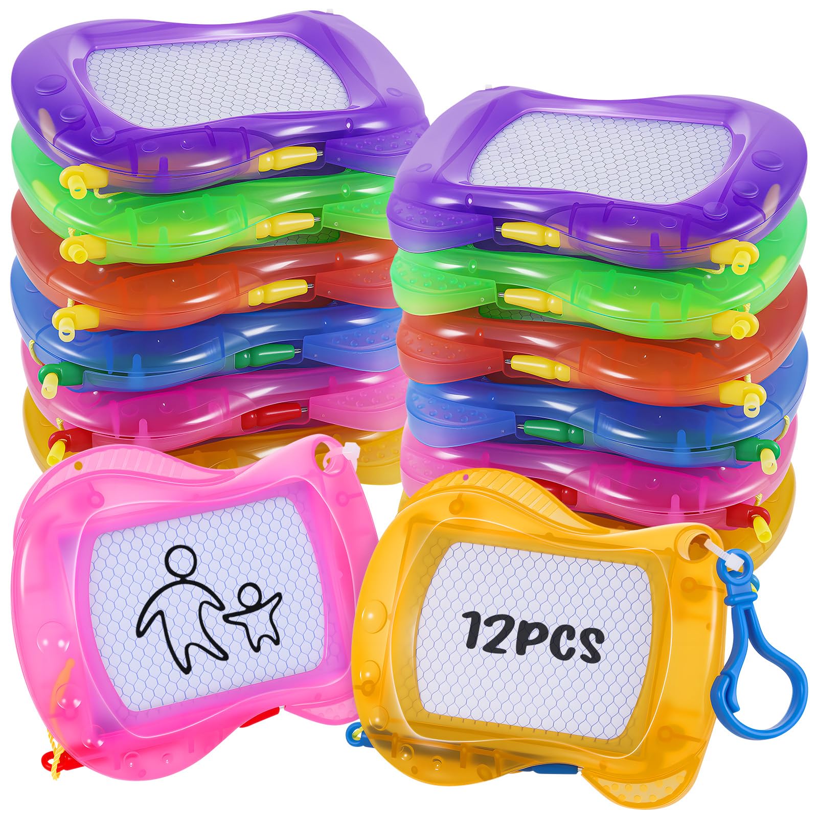 Yimomoyi Mini tavolo da disegno magnetico per bambini, Tavoli da disegno con clip per zaino, portachiavi, schizzi cancellabili e blocco note per ragazzi e ragazze, bomboniere per feste, 12 pezzi