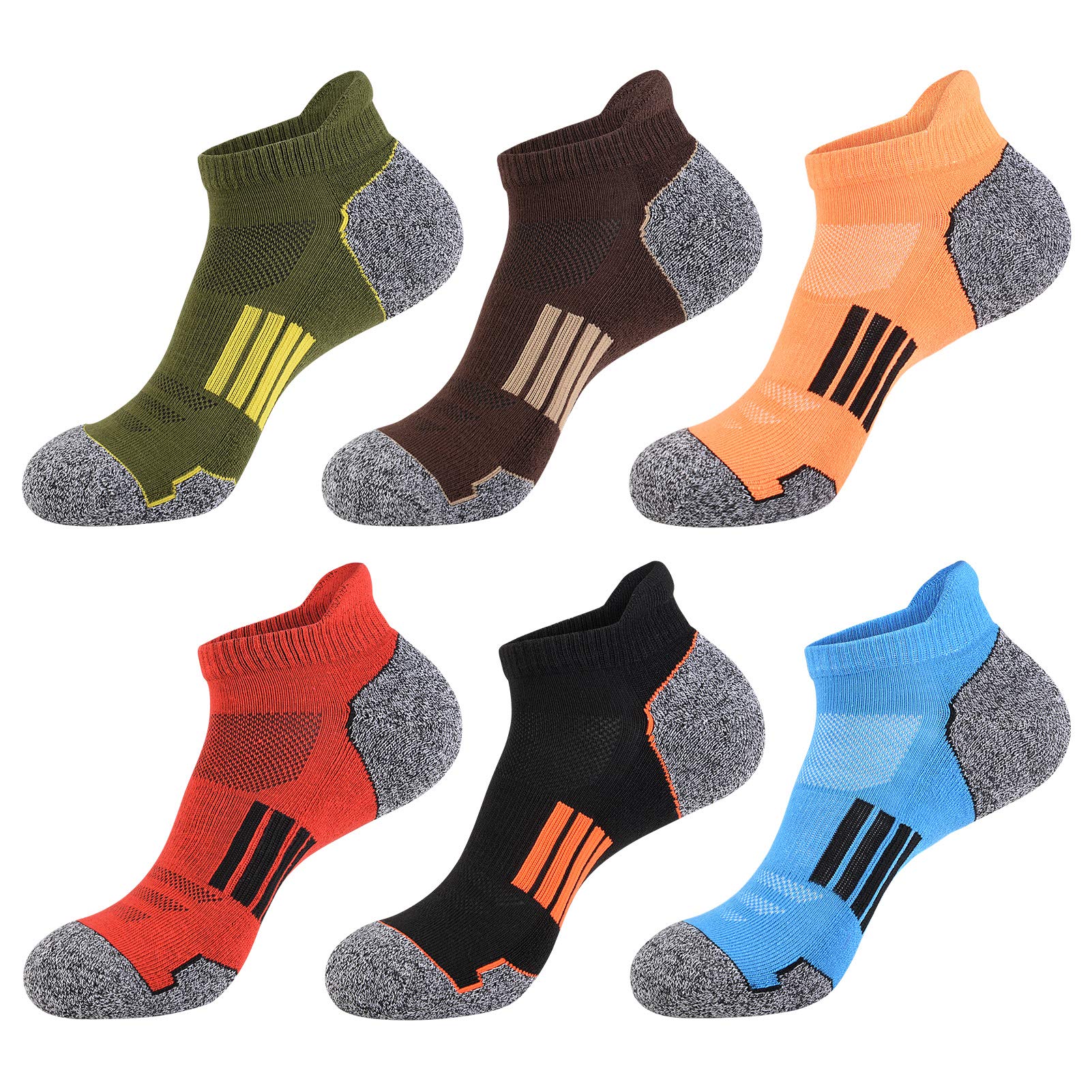 JOYNÉE Mens Ankle Athletic Low Cut Socks Running Sports Cushioned Sock for Men 6 Pack