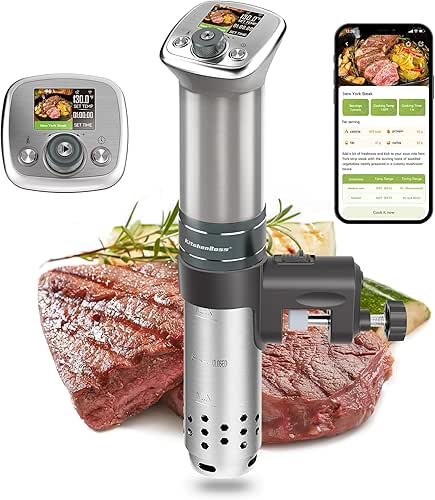 KitchenBoss WiFi Sous Vide Cooker: Ultra-quiet Sous Vide Machine Built-in
