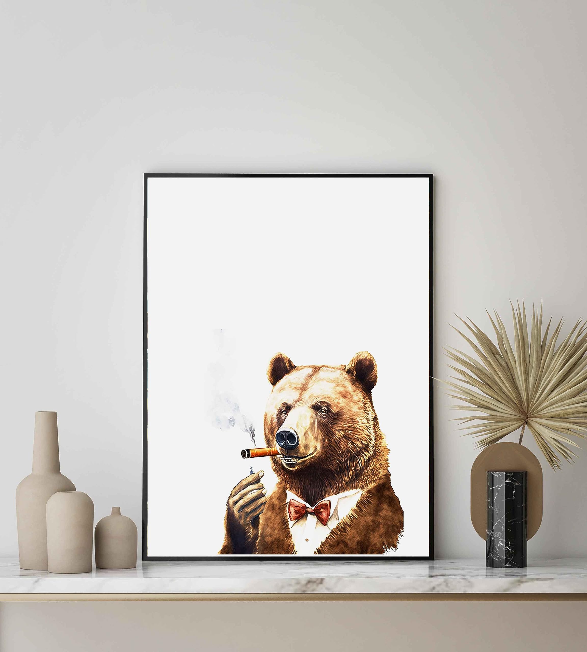 Amazon.com: Bear Smoking Cigar Art Print Poster, Abstract