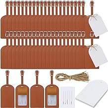 Amylove 48 Sets Leather Luggage Tags Bulk Wedding Favors Luggage Tags for Guests Bridal Gifts Wedding Bridal Shower Gift PU Leather with Name ID Card Tag for Guests