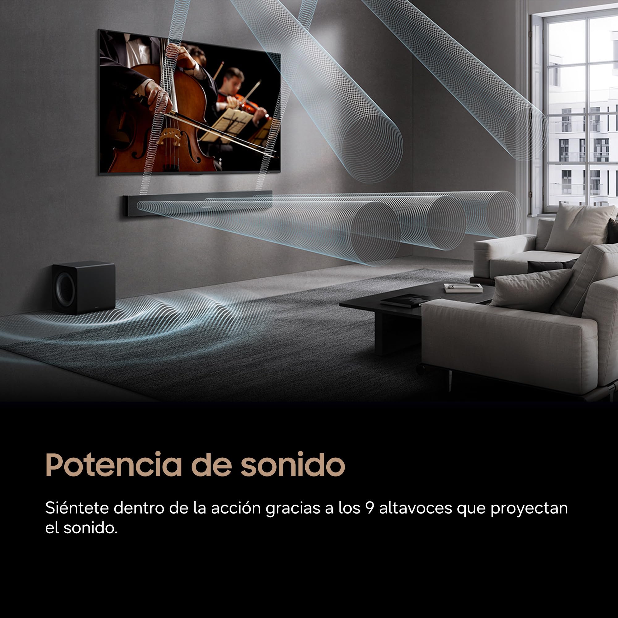 Samsung Barra de Sonido HW-Q600H/XC -Wireless Dolby Atmos, 3.1.2ch Sound, Q-Symphony, Adaptive Sound