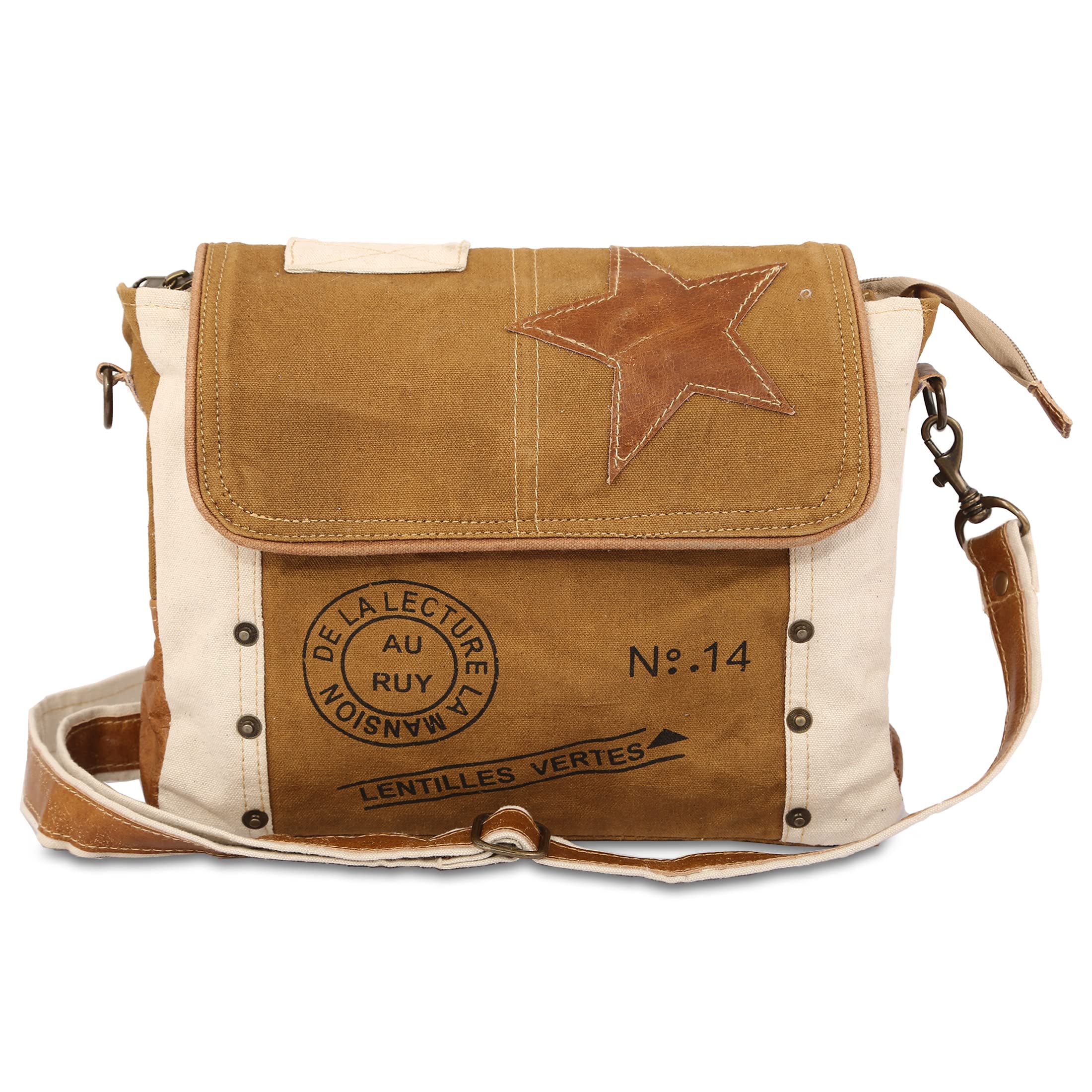 Komal's Passion LeatherUpcycled Large Canvas Crossbody/shoulder Bag for  women with removable shoulder strap canvas tote boho handbag