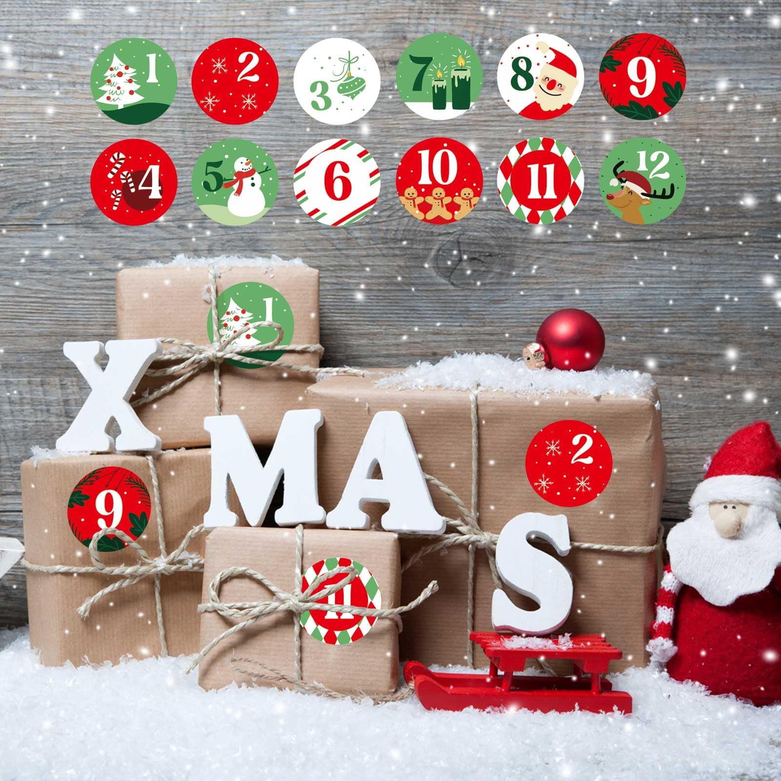 Adesivi Per Calendario Dell'Avvento - 10 Fogli Numerati 1-24, Ideali Per Decorazioni Natalizie E Regali Fai Da Te