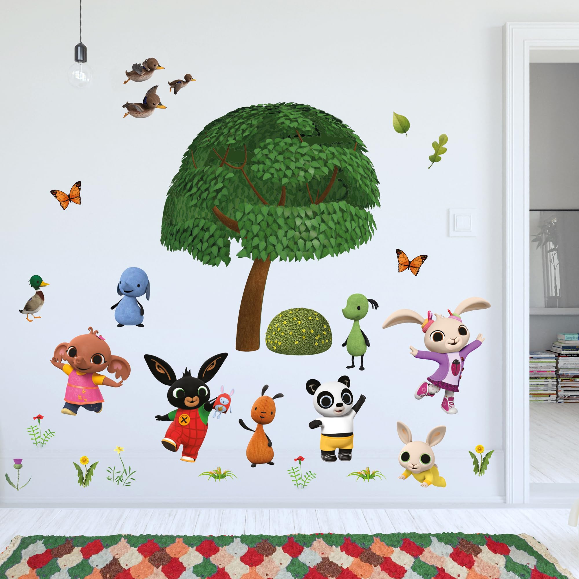 Bing Wall Sticker - Bing Bunny and Friends Outside Nature Wall Decal Set Kids Art (120cm Width x 60cm Height)