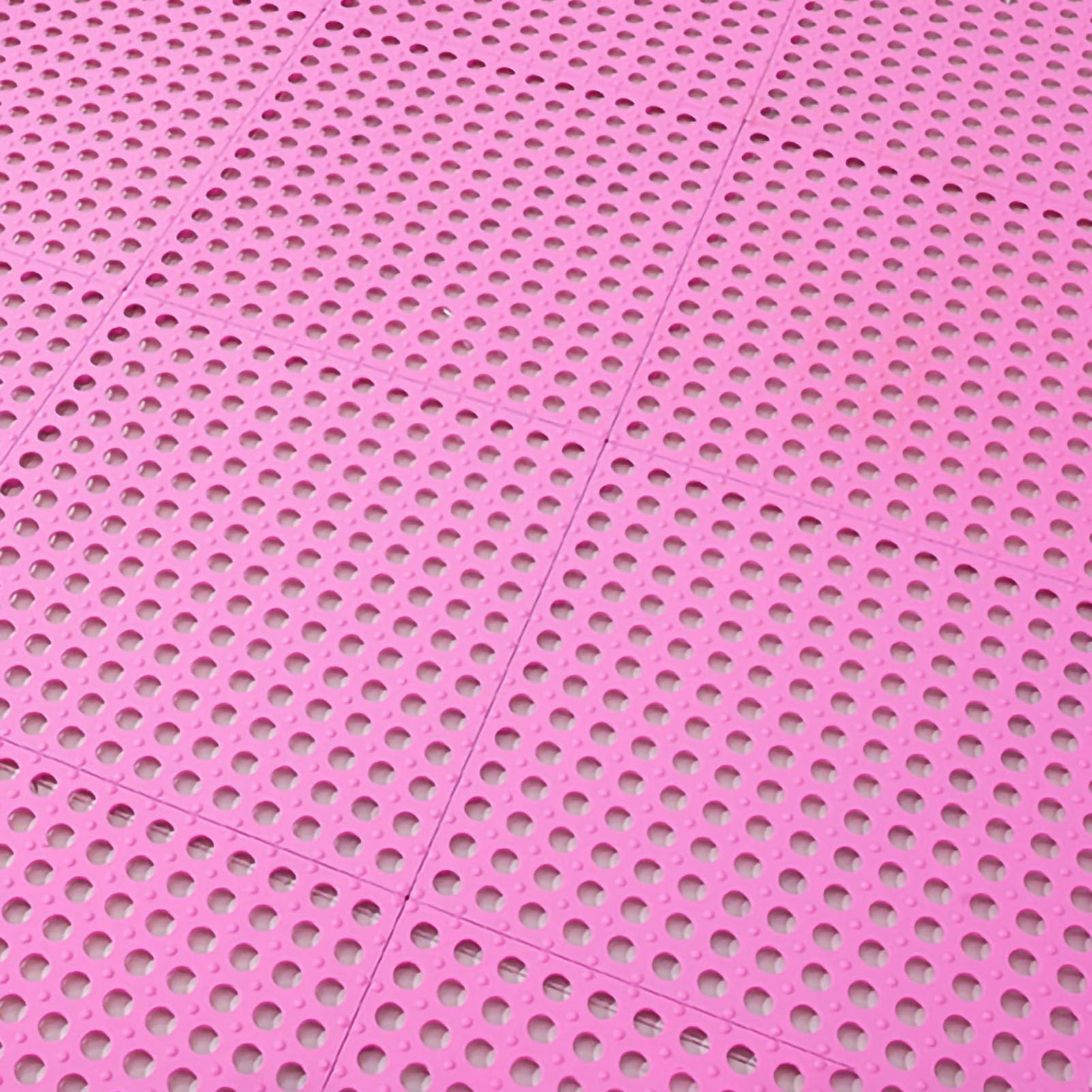 Lot de 10 tapis de bain antidérapants en plastique avec trous de drainage et ventouses pour personnes âgées Rose 30 x 30 cm