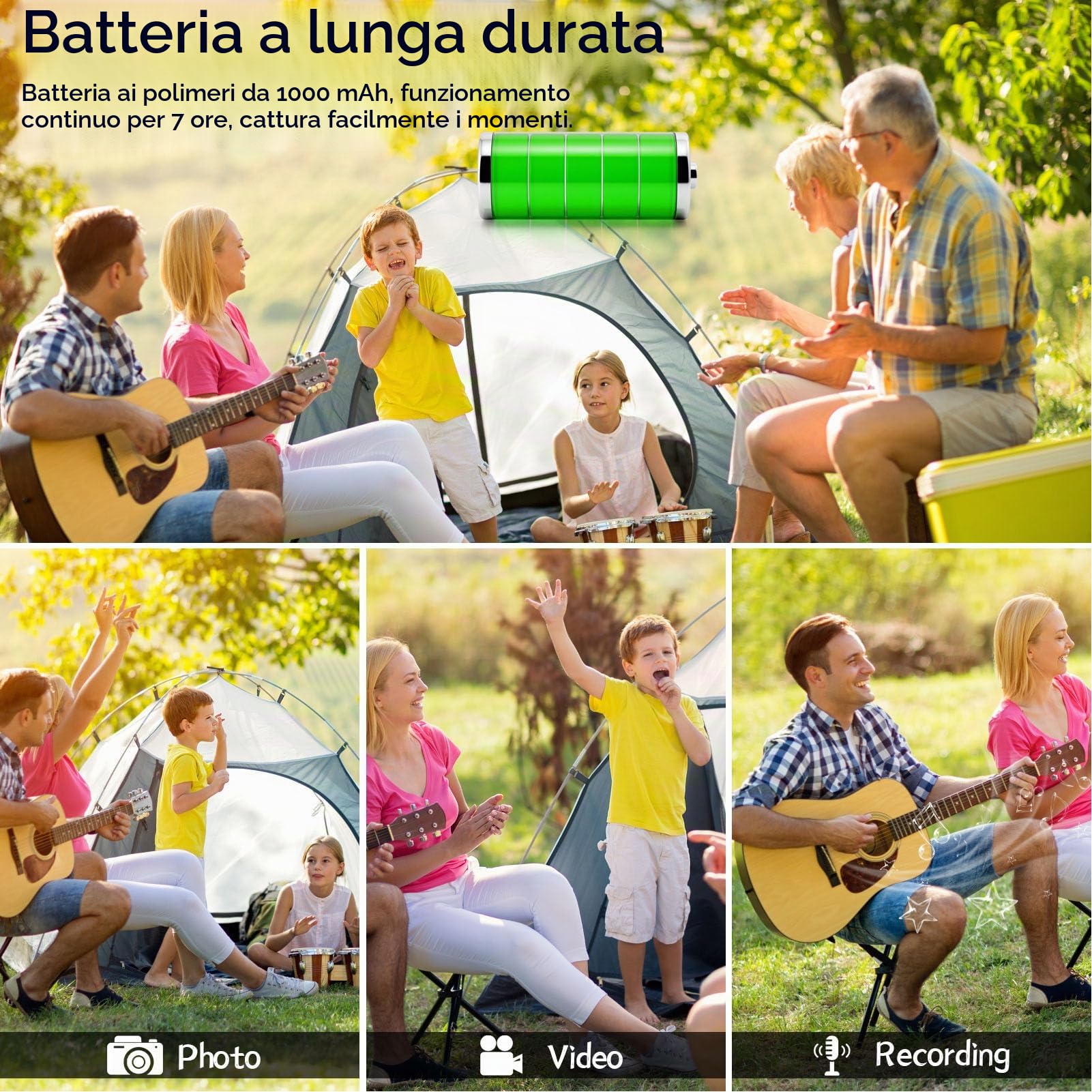 Camera del Corpo con Registrazione Audio e Video, Camma Body HD 4K con Obiettivo Rotante a 180 °, Videoregistratore Tascabile con Clip Posteriore