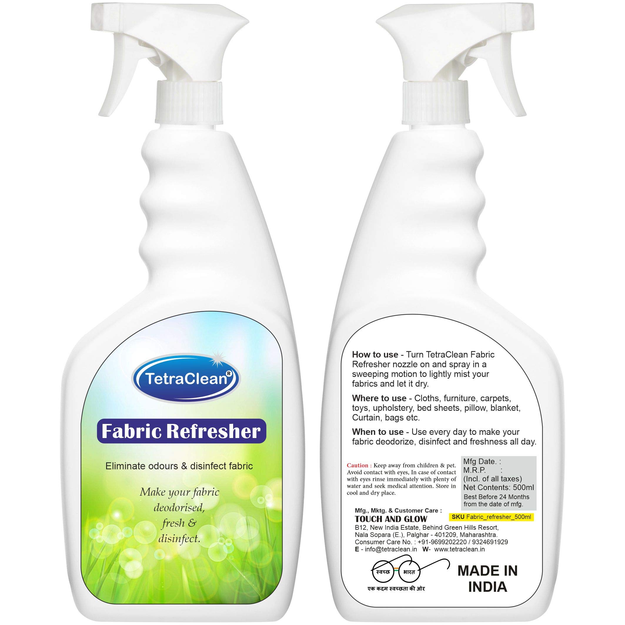 Tetraclean Fabric Refresher Eliminate Odours & Disinfect and Deodorize Fabric | For Home & Commercial Use, (500 ML) 1