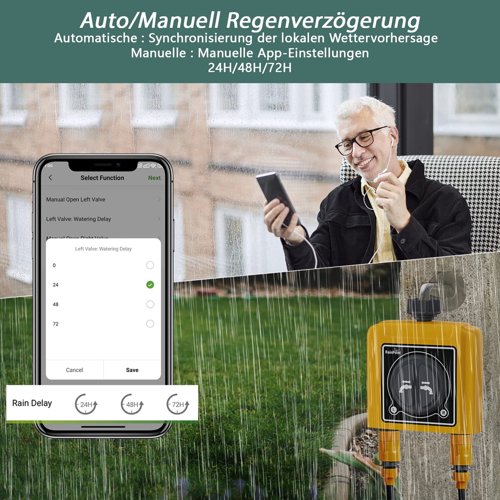 Programmateur arrosage,Capteur de pluie automatique avec télécommande