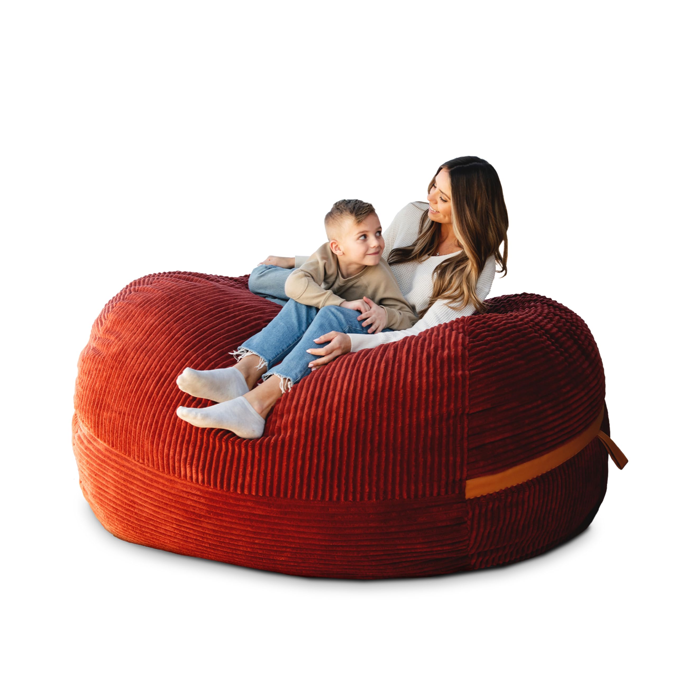 Big Joe Fuf 7Ft Foam Bean Bag Chair for Kids and Family, Ideal for Living Space and Basement, Deep Terracotta Corded Plush, 7 Feet Giant