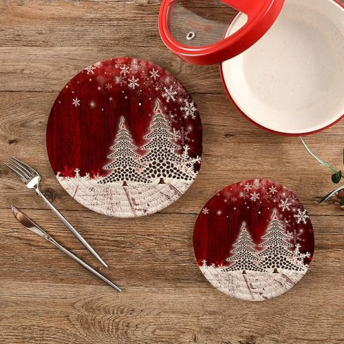 Salvamanteles de Navidad para pan de jengibre marrón, 2 piezas resistentes al calor para platos calientes, bastón de caramelo, galletas de Navidad,