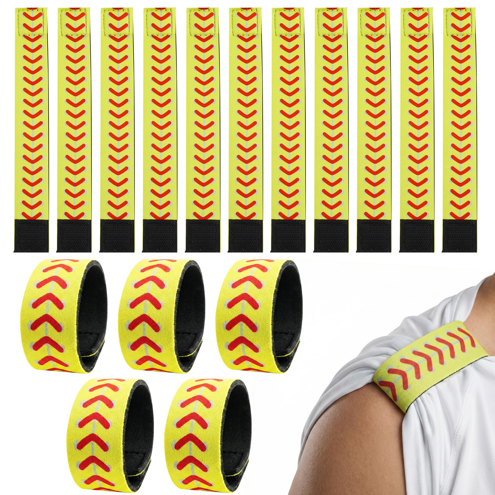16Pcs Softball Sleeve Holders, 7.4 Inch Softball Sports Shirt Sleeve Ties, Jersey Clips Jersey Sleeve Bands for Gymnastics Soccer Baseball Activities Accessories for Adults and Teens