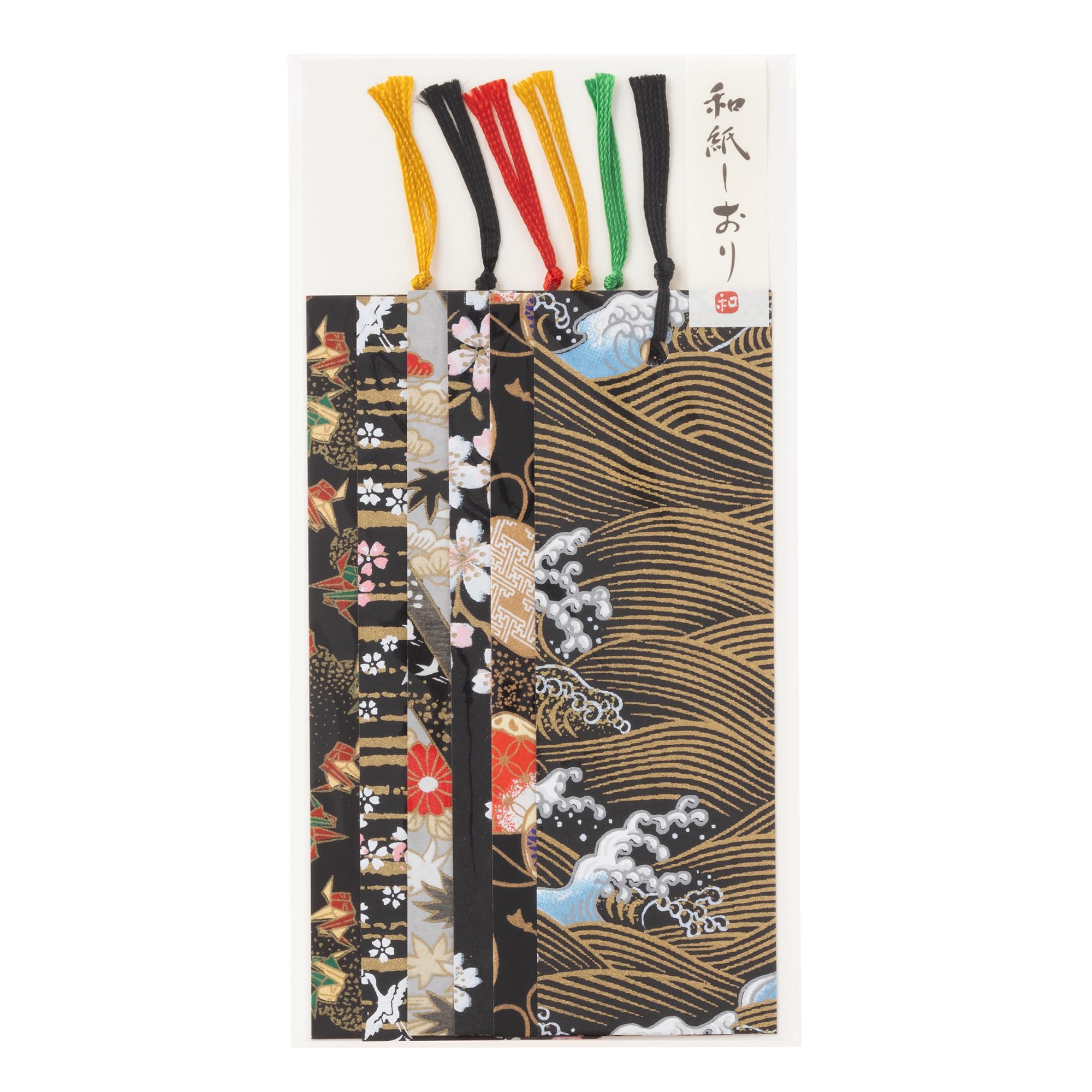 Yuzen Washi Stencil-Dyed Bookmarks, Black Series Set