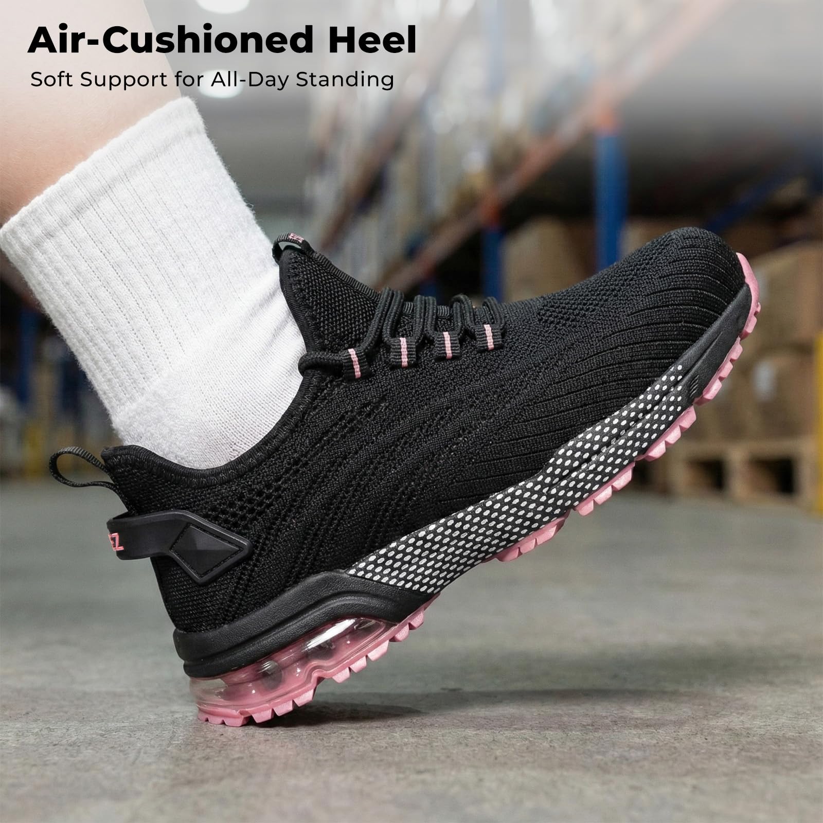 SPIEZ Sicherheitsschuhe Damen Leicht rutschfest Arbeitsschuhe für Damen Sicherheitsschuhe Mit Dämpfung für Arbeit und Alltag Rosa/Lila EU 35-41