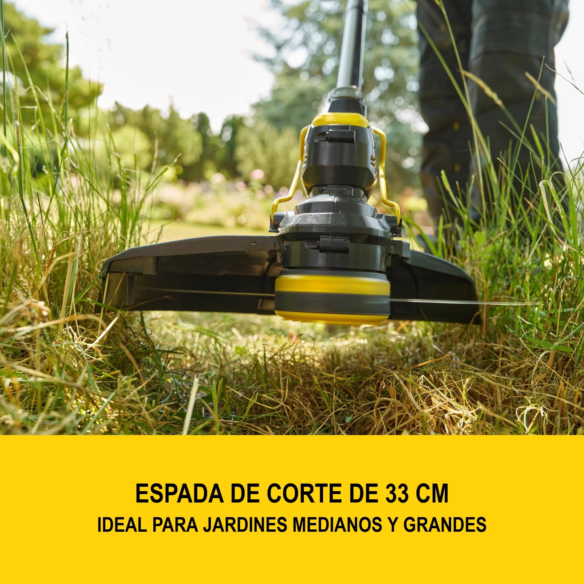 STANLEY V20 Cortacésped sin cable, con protector de bordes, incluye batería y cargador, 18V, STCST933M1-QW