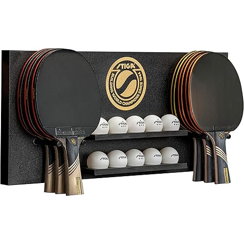 STIGA Ping Pong Storage Wall Rack | Holds Up to 10 Balls and 6 Paddles | Easy Mount for Any Flat Surface