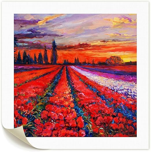 Original Modern Impressionism Red Tulip Flower Oil Painting