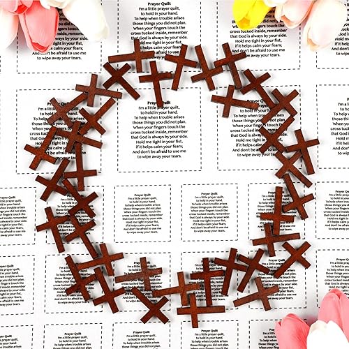 Miniatura 3 de Ceenna Panel de edredón de oración de bolsillo con pequeñas cruces de madera, mini edredón de bolsillo para oración, regalo religioso y espiritual