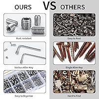Vista 5 de 300 piezas de kit surtido de tornillos de acero inoxidable con cabeza hexagonal, tornillos de cabeza hexagonal Allen, juego de tornillos hexagonales