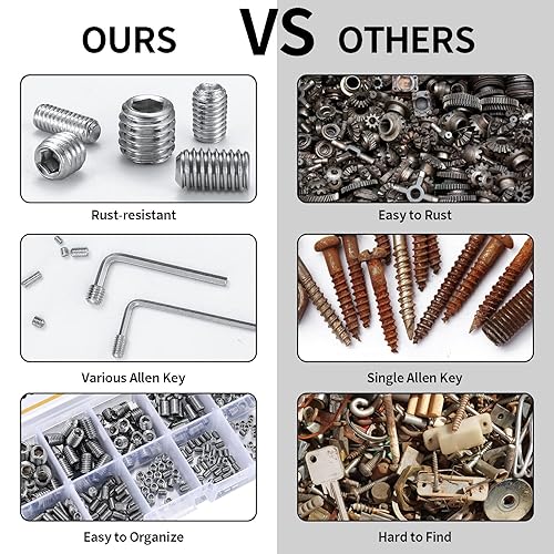 Miniatura 5 de Juego de 300 tornillos de cabeza hueca de acero inoxidable, tornillos de cabeza hexagonal Allen, M3 M4 M5 M6 M8 para manijas de puerta, accesorio de