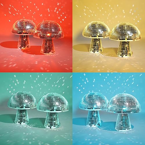 Miniatura 5 de Bola de discoteca con forma de hongo, bola de discoteca plateada con purpurina, luces de bola de discoteca reflectantes para fiestas, habitaciones,