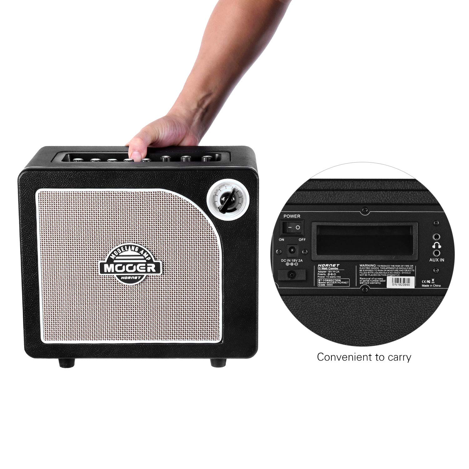 HORNET BLACK - Amplificatore digitale per chitarra, 15 Watt, modello 9 ampere, modulazione integrata, ritardo, effetti di riverbero, accordatore di chitarra modalità Live